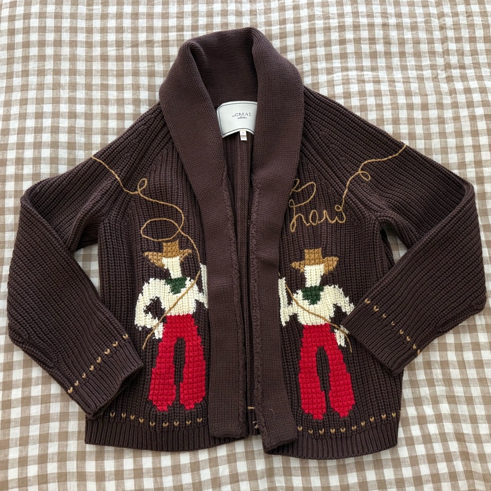 EUC The Great. Brown Horse Lasso Cardigan Size 0 (XS)
